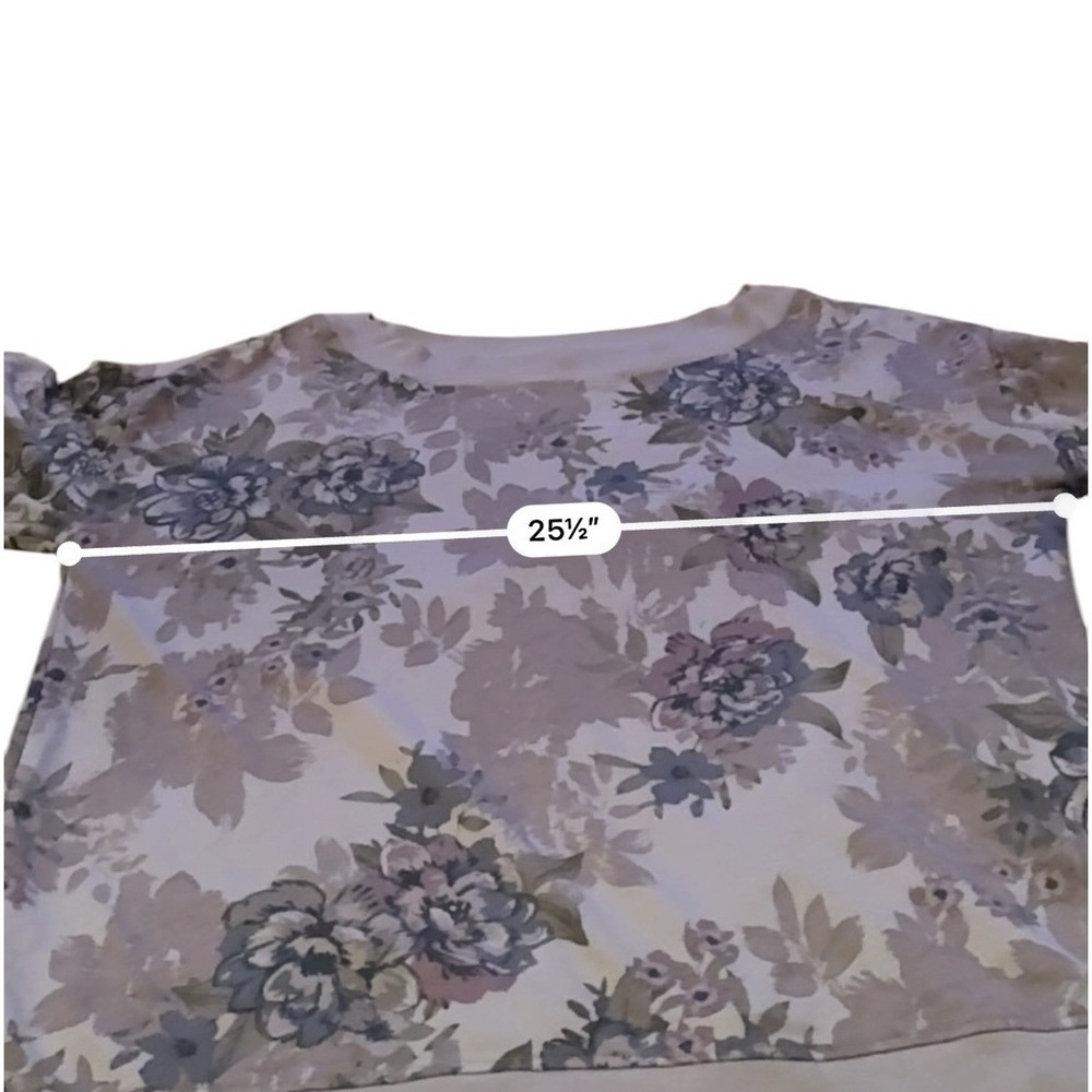 Maurices Floral Sweatshirt Womens 1X Purple French Terry Boat Neck Boho Pullover - Picture 5 of 6